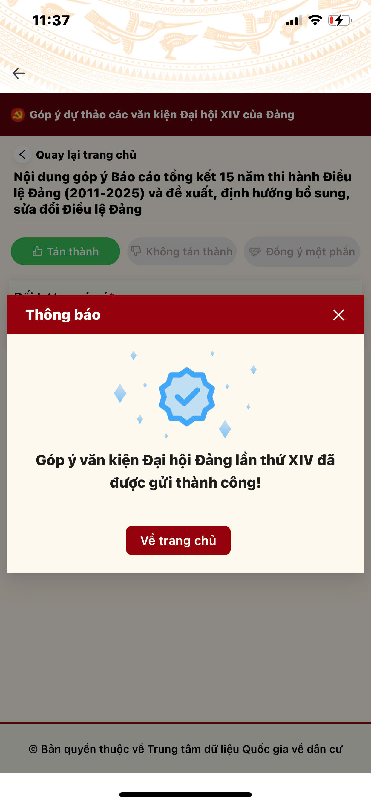  Hướng dẫn đóng góp ý kiến dự thảo các Văn kiện Đại hội XIV của Đảng trên Ứng dụng VNeID