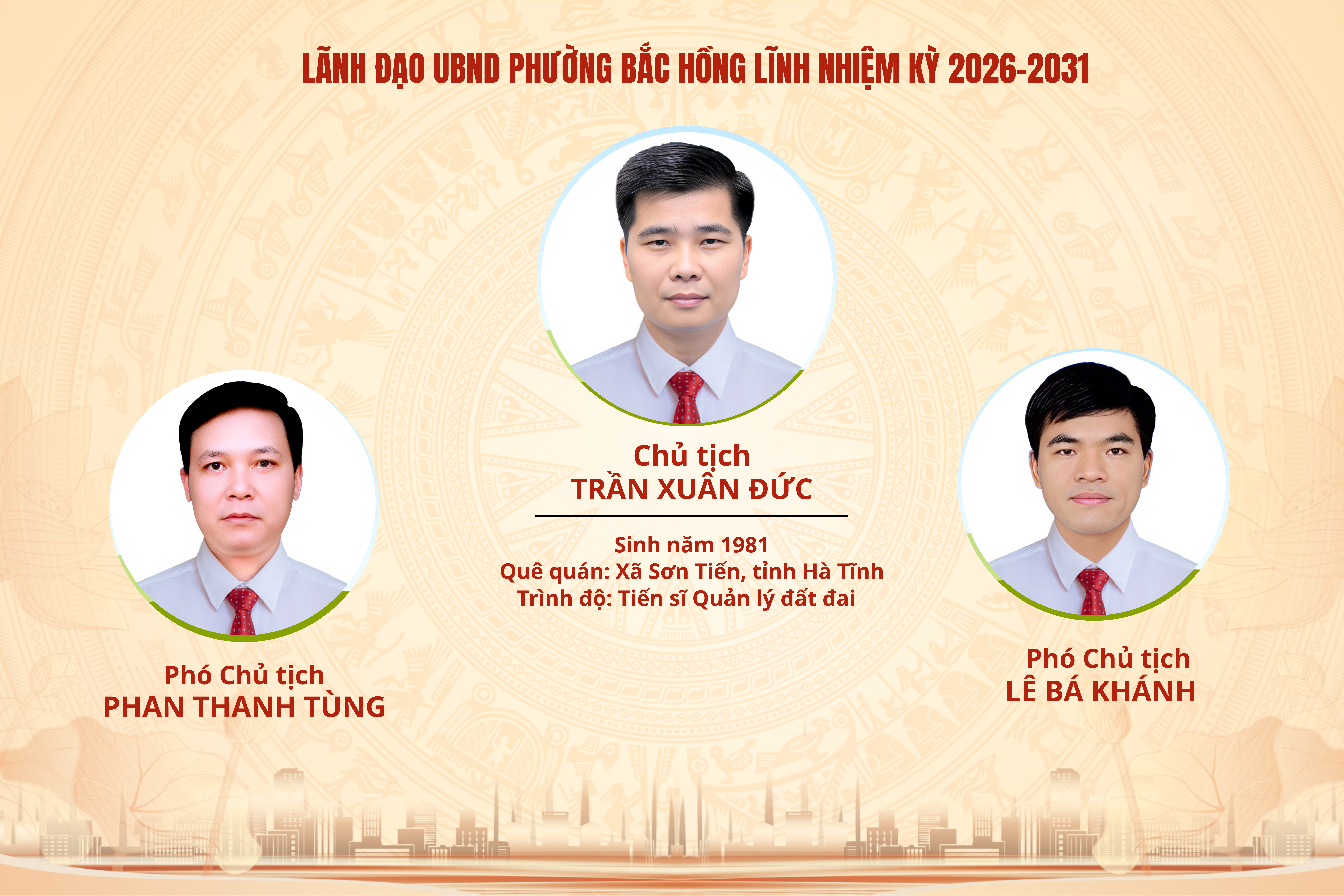 Lãnh đạo UBND phường Bắc Hồng Lĩnh nhiệm kỳ 2026-2031