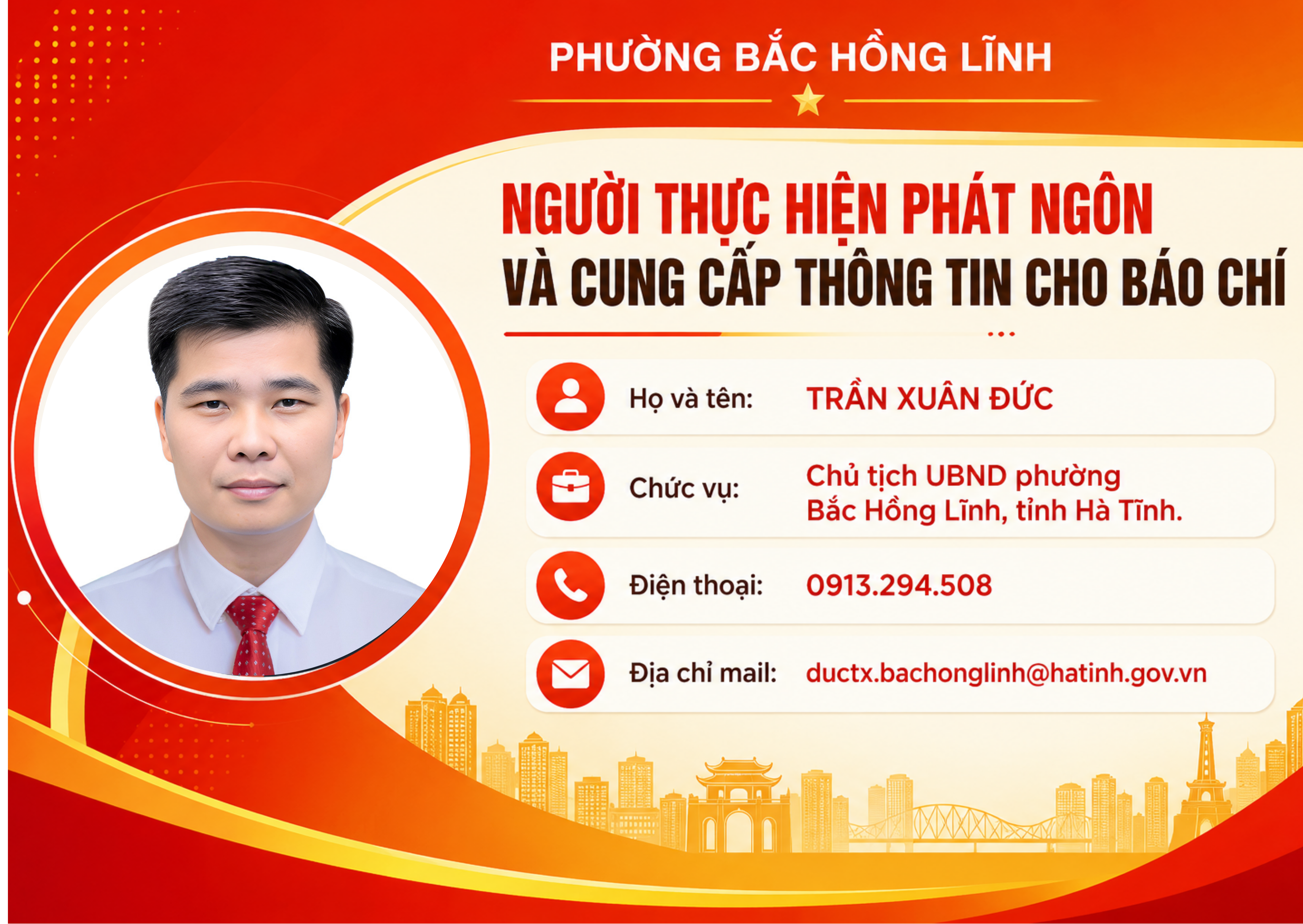 Người thực hiện phát ngôn và cung cấp thông tin cho báo chí của Ủy ban nhân dân phường Bắc Hồng Lĩnh