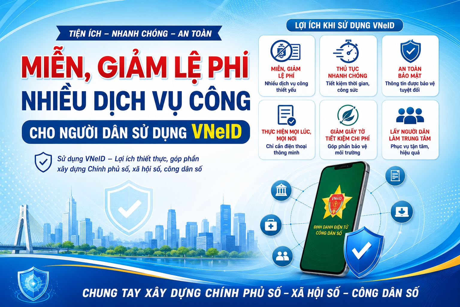 Miễn, giảm lệ phí nhiều dịch vụ công cho người dân sử dụng VNeID từ ngày 15/8/2026