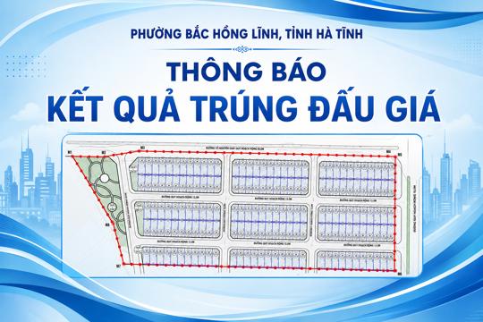 Thông báo kết quả trúng đấu giá 36 lô đất tại Khu dân cư phía Bắc đường Võ Nguyên Giáp