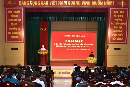 Khai mạc diễn tập tác chiến phường Bắc Hồng Lĩnh trong khu vực phòng thủ năm 2026
