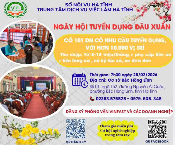 Hà Tĩnh tổ chức phiên giao dịch việc làm Chào Xuân 2026 